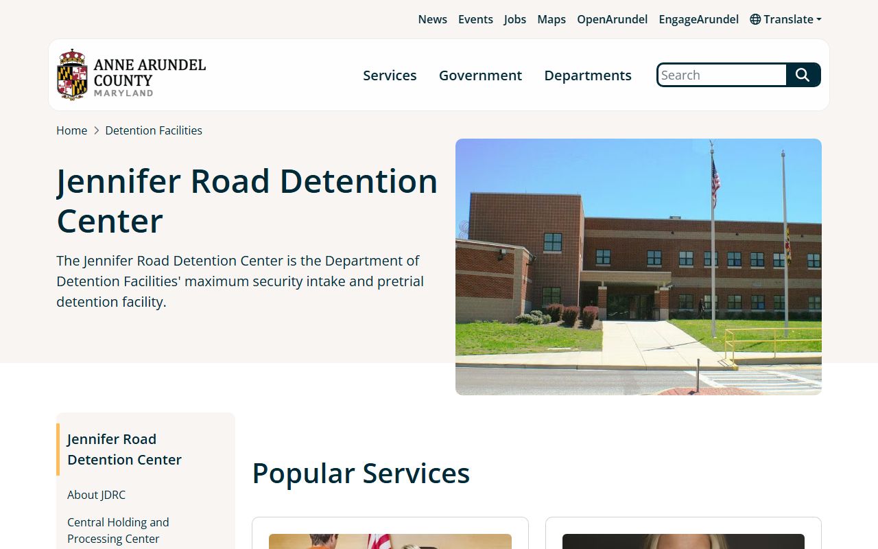 Jennifer Road Detention Center page for Anne Arundel County released inmates